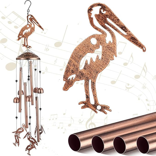 VioraWhite Pelicans Wind Chimes Outdoor Decoration for Women Men Mom Wife Grandma Pelicans Gifts Memorial Metal Wind Chimes for Outside Indoors, Lawn, Patio, Home, Porch, Garden, Yard Decor