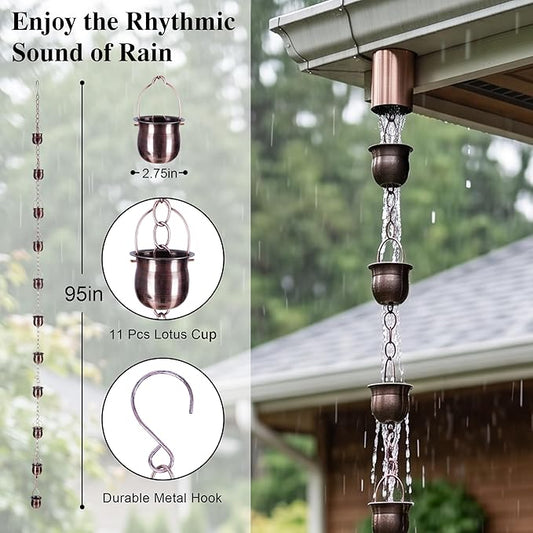 TZSSP Rain Chains Decorative Rain Chain Bell, 8-1/2 Length, Pot