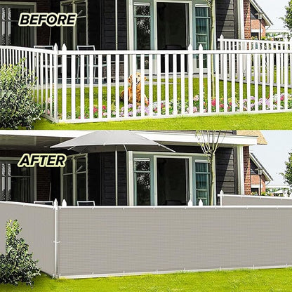 LOVE STORY Balcony Privacy Screen, 3'x10' Deck Shield Screen Fence Cover,UV Protection and Weather-Resistant, 3 FT Height for Deck, Patio, Backyard, Outdoor Pool, Porch, Railing, Beige-Grey
