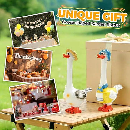 Long Neck Goose Garden Statue,Funny Resin Porch Goose with Humorous Design for Lawn Garden Decor Farmhouse Patio Yard Art,Birthdays Thanksgiving, 7.9 in(B)