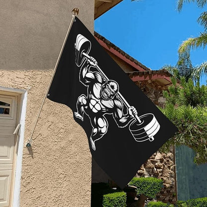 Gorilla Flag Outdoor Heavy Duty Gym Banner Double Sided 3x5 Ft Fitness Workout Flags with Brass Grommets for Room Decor, Bedroom, Garden, House Decoration