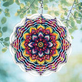 Wind Spinners Outdoor, Hanging Wind Spinner for Garden Decoration, 8 inch 3D Stainless Steel Metal Wind Sculpture for Indoor/Outdoor Decor, Mandala Lucky Star