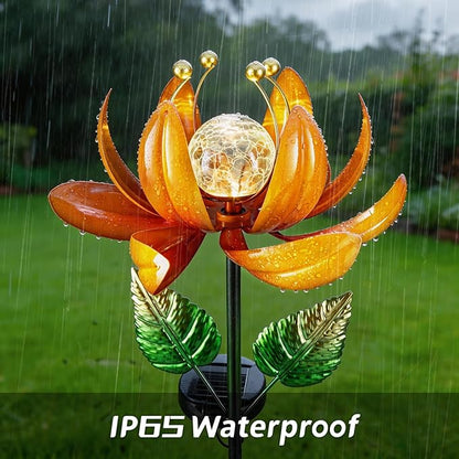 AIINY Outdoor Solar Lights Garden Decor,Wind Spinner Yard Decorations for Outside, Lotus Garden Windmill with LED Cracked Crystal Waterproof Flower Sculpture for Patio Lawn Gardening Gifts