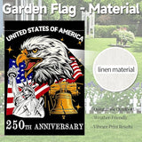 250 Anniversary America Garden Flag, 250th Anniversary USA Patriotic Double-Sided Banner, Double-Sided Burlap, 1776-2026 Semiquincentennial Commemorative, Suitable for Outdoor Lawn Decor (A3-S-12x18 Inch)