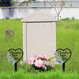 HPMAISON 11 inch Metal Daughter Memorial Stake Grave Decorations for Cemetery Gravesite Sympathy Markers Waterproof Memorial Gifts for Loss of Daughter Tombstones Plaque Outdoors Lawn Yard Decor