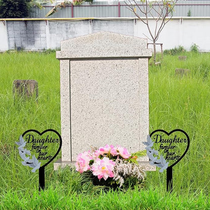 HPMAISON 11 inch Metal Daughter Memorial Stake Grave Decorations for Cemetery Gravesite Sympathy Markers Waterproof Memorial Gifts for Loss of Daughter Tombstones Plaque Outdoors Lawn Yard Decor