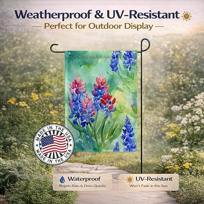 Caroline's Treasures Texas Bluebonnets in Watercolor Garden Flag Mailbox Flag Decorative Yard Flag Banner Outside Patio Artwork Yard Flower Beds, Garden Size, Multicolor