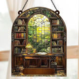 Jesuspirit - Window Hanging Suncatcher – Crystal Clear Acrylic & Wood Sun Catcher for Home Decor, for Women (Your Library, 8 Inches)