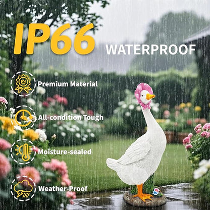 Goose Garden Statue: 12'' Funny Goose Yard Decor, Outdoor Lawn Patio Porch Housewarming Birthday Gifts for Women (White)