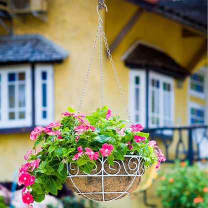 Hotop 8 Pcs Metal Hanging Chains with Ceiling Hooks, Garden Plant Hangers for Hanging Bird Feeders, Billboards, Chalkboards, Basket, Planters, Lanterns, Wind Chimes, Chain Hook DIY(16.38 Inch,Silver)