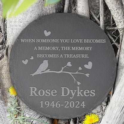 Memorial Garden Stone - Personalized Bereavement Gifts for Loss of Loved One - Round