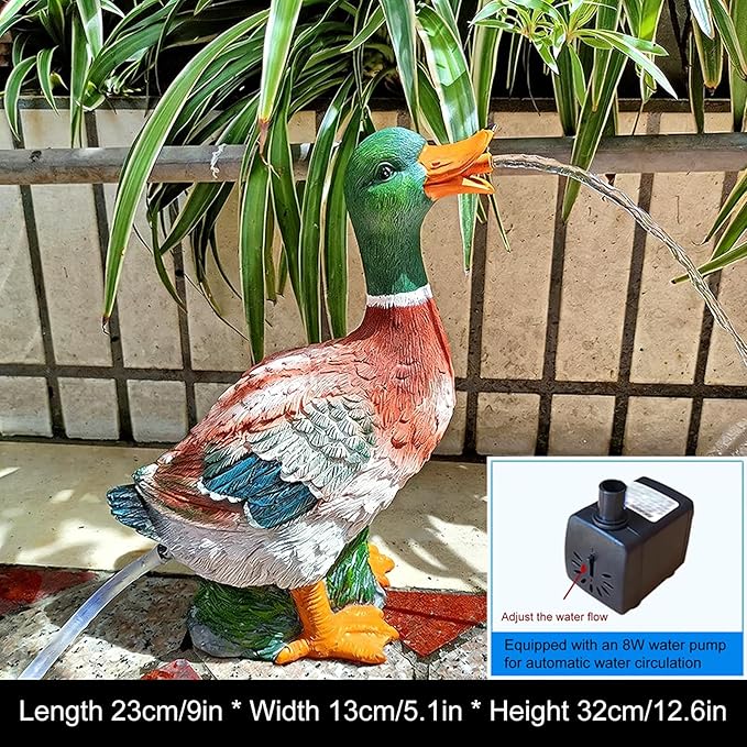 Pond spitters for Small Ponds, Garden Pond Water Feature, Resin Material, Garden Decor for Koi Pond, for Garden, Koi Pond, Patio, or Rockery Landscape Decor Green 23 * 13 * 32cm