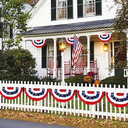2x4 Ft American Pleated Fan Flag, Patriotic Half Fan Bunting Flag, Indoor Outdoor for Red White Blue USA 250th Anniversary 4th of July Decoration Patriotic Decor Memorial Day (Set of 1)