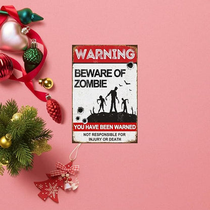 Funny Dark Humor Beware Warning Sign, No Soliciting Wall Decor, Beware of Zombie, Yard Garden Plaque Outdoor for Home Fence 8 X 12 Inches