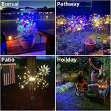 YOTOZU 4 PCS Solar Firework Light, Outdoor Solar Garden Decorative Lights 120 LED Powered 40 Copper Wires String DIY Landscape Light for Walkway Pathway Backyard Decoration Parties Perfect Gifts(Red)