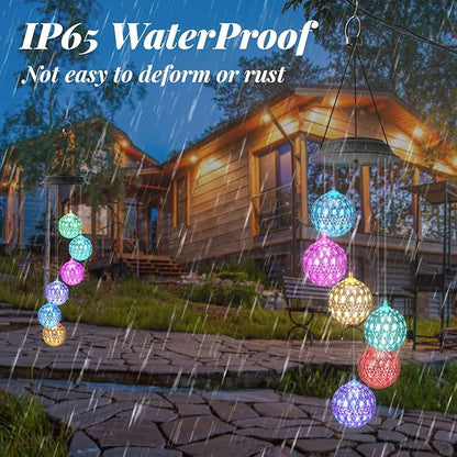 Gifts for Women, Mom Grandma Gifts for Mothers Day, Birthday Gardening Gifts for Women, Solar Lights Outdoor Decorative Solar Wind Chimes for Outside Silver Ball Garden Decor Yard Patio Porch