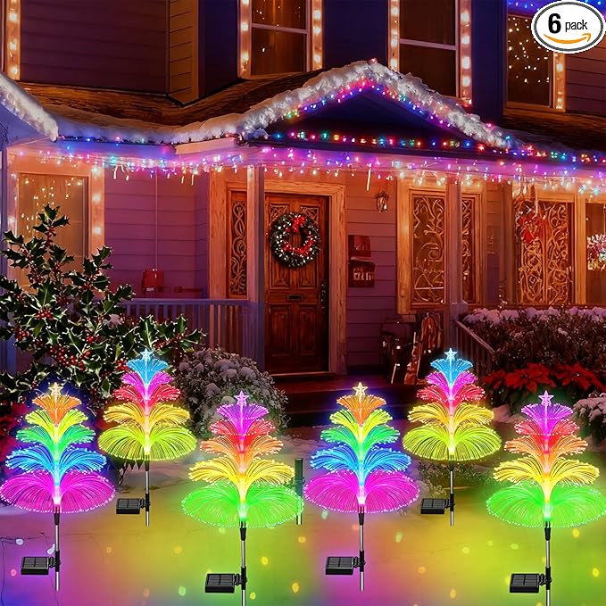 WEITEXS Solar Garden Lights Waterproof 3 Pack 7 Color Changing Outdoor Decorative Rainbow Jellyfish Lights for Outside Yard Pathway Garden Decor Patio Lawn Gifts for Mother's Women