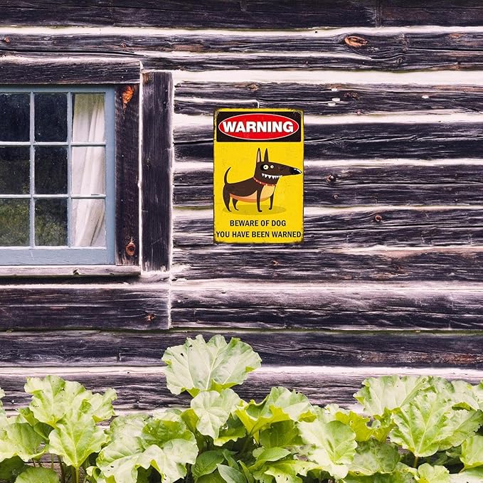 Funny Dark Humor Beware Warning Sign, No Soliciting Wall Decor, Beware of Dog, Yard Garden Plaque Outdoor for Home Fence 8 X 12 Inches