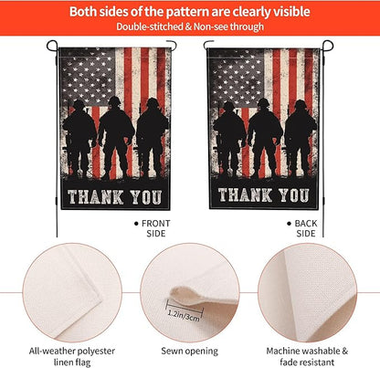 Thank You Print Garden Flag Seasonal Double Sided 12 x 18 Inch Small Yard Flag for Indoor Outdoor Decor Holiday All Seasons