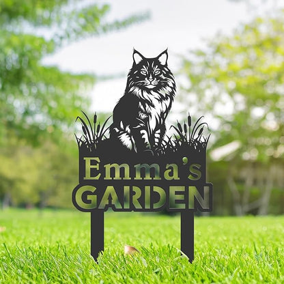 Personalized Cute Cat Kitten Metal Garden Sign,Custom Yard Sign With Stake,Outdoor Garden Décor,Pet Cat Lawn Garden Decorated Statue,Cat Sympathy Yard Metal Sign,Cat Lover Gifts Kailyard Plaque.