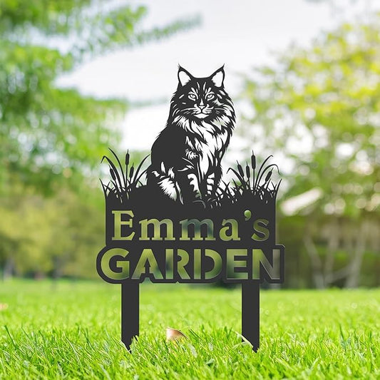Personalized Cute Cat Kitten Metal Garden Sign,Custom Yard Sign With Stake,Outdoor Garden Décor,Pet Cat Lawn Garden Decorated Statue,Cat Sympathy Yard Metal Sign,Cat Lover Gifts Kailyard Plaque.