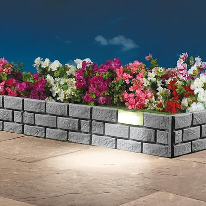 Collections Etc Solar Garden Stone Look Border Stakes - Set of 4