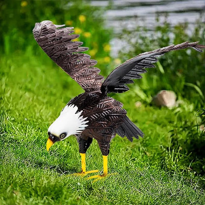Bald Eagle Statue Garden Sculpture, Metal Yard Art Eagle Decoration, Large Eagle Outdoor Statues for Garden Yard Lawn Decoration