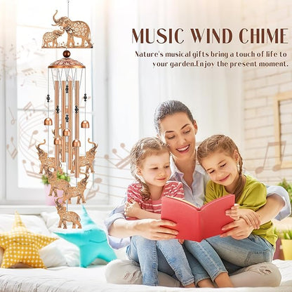 Elephant Wind Chimes for Outside - Metal Windchimes Outdoors Decor Garden Patio Backyard Home Art Hanging Waterproof Elephants Ornament Christmas Birthday Gift for Women Mom Grandma Sister