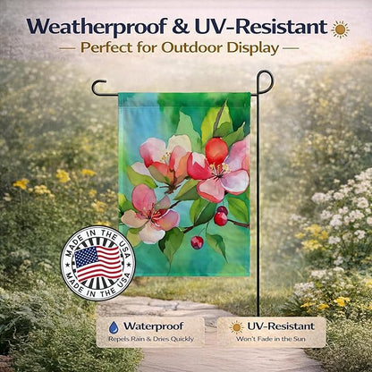 Caroline's Treasures Arkansas Apple Blossom in Watercolor Garden Flag Mailbox Flag Decorative Yard Flag Banner Outside Patio Artwork Yard Flower Beds, Garden Size, Multicolor