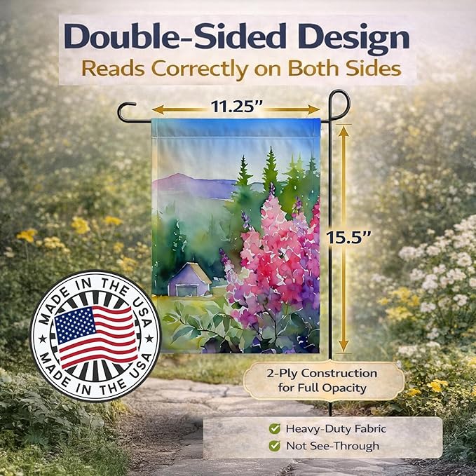 Caroline's Treasures Idaho Syringa in Watercolor Garden Flag Mailbox Flag Decorative Yard Flag Banner Outside Patio Artwork Yard Flower Beds, Garden Size, Multicolor