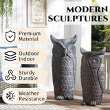 Wallowa Large Outdoor and Indoor Statue, 40"-32" inches Garden Sculptures & Statues, Faux Stone Owl Sculpture Set of 2, Garden Decoration, Large Free Standing Statue for Living Room, Porch, Backyard