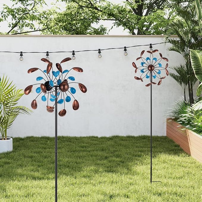 Wind Spinner Outdoor, Wind Sculpture Spinner with Metal Stake, Yard Art Decor for Patio, Lawn & Garden 13 * 57 inches