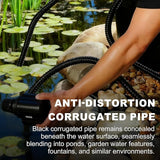 Pond Tubing 3/4” × 50 Feet Black Flexible PVC Pond Hose,Garden Pond PVC Tube - Reinforced, Kink-Resistant Tubing for Pumps, Fountains & Waterfalls, with 4 Clamps,3/4" Dia