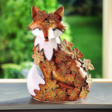 10" Metal Cute Fox Garden Accent, Whimsical Fox Lover Ornament, Real Metal Sculpture Decor, Funny Animal Outdoor Statue, Unique Decorative Lawn Fox Figurine Gift