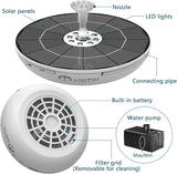 AISITIN 6.5W Solar Fountain for Bird Bath with 3000mAh Battery & Color Changing LED Light, 3 Anti-Drift Fixed Bracket & 8 Nozzles, Solar Water Fountain for Bird Bath, Garden, Pond, Patio, Courtyard