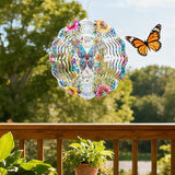 Metal Wind Spinners Outdoor - Butterfly Gifts 3D Stainless Steel Wind Spinner 12 Inch Flower Decor for Patio Lawn Garden Yard Hanging Kinetic Ornaments Gift for Women Mom Grandma Wife Friends
