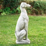 Glitzhome Sitting Dog Garden Statue, Outdoor Statue Garden Lawn Greyhound Sculpture Decorative Animal Guardian Sentinel for Driveway Porch Patio 32 Inch