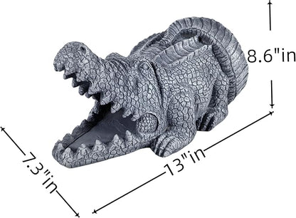 Crocodile Sculpture Gutter Diverter Rain,Deco Gutter Extension Downspout,Eco-Friendly Resin Statues Gutter Extender Diverter,Splash Block, Perfect Rain Gutter Downspout Extension for 3"x4" Downspouts