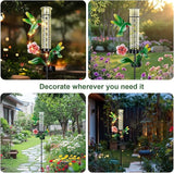 Hummingbird Rain Gauge Outdoor, Solar Stake Rain Gauges for Yard with LED Lights & Plastic Measuring Cup Large Rain Gauge Outdoor Decorative Water Gauge for Rain for Garden, Lawn, Pathway Decor