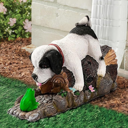 Funny Dog Gutter Downspout Extender Statue, Garden Animal Decor Gutter Extension, Splash Block, Eco-Friendly Resin, Outdoor Decor Sculpture, Gutter Diverter Rain Perfect for 3"x4" Downspout