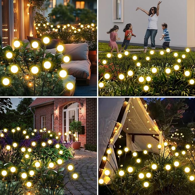 ZFNN Solar Garden Lights Outdoor, 4 Pack Firefly Swaying Lights, Waterproof Garden Decor for Yard Patio Pathway Lawn, Gardening Gifts for Women Christmas Decoration