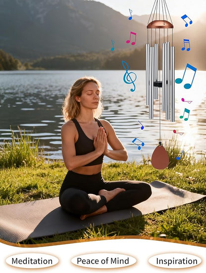 Large Alu Wind Chimes 37 Inch Zen Atmosohere A Gift for Mon Neighbor Suit for Garden Outdor Yoga Patio Decoration Unisex Silver