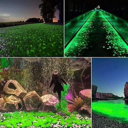 2.4Lbs 550 Pcs Glow in The Dark Garden Pebbles, Gardening Luminous Glow Stones Outdoor Decor Glowing Water Fish Tank Gravel (Green)