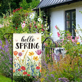 Hello Spring Garden Flag for Outside,Spring Wildflower Garden Flag Yard Lawn Porch Flags for Outdoor Decorations 12x18 Inch Double Sided
