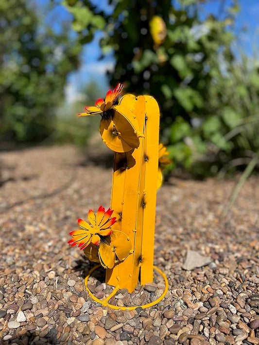 Mini Metal Saguaro - Garden Art (Yellow)