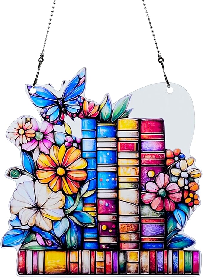 Book Flower Butterfly Ornaments Colorful Window Hanging Decorations Home Wall Decor for Indoor Outdoor