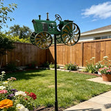 Green Tractor Wind Spinner Outdoor - Metal Windmill for Yard and Garden Decor - Kinetic Wind Sculptures & Spinners with Rotating Wheels and Sturdy Stake - Large Lawn Ornaments & Yard Art