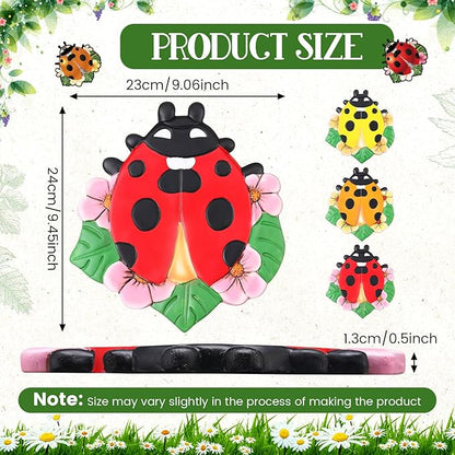 Yalikop 3 Pcs Ladybug Stepping Stones Resin 7-10inch Decorative Stepping Stone Ladybug Outdoor Garden Decorations for Garden Patio Walkway Sculpture Yard Art