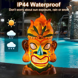 WINTS Solar Tiki Statue,Outdoor Tiki Statue with Solar Light,Flickering Flame Tiki Decor for Bar Yard Garden Patio Decoration -10 x 6 x 4.1 Inches