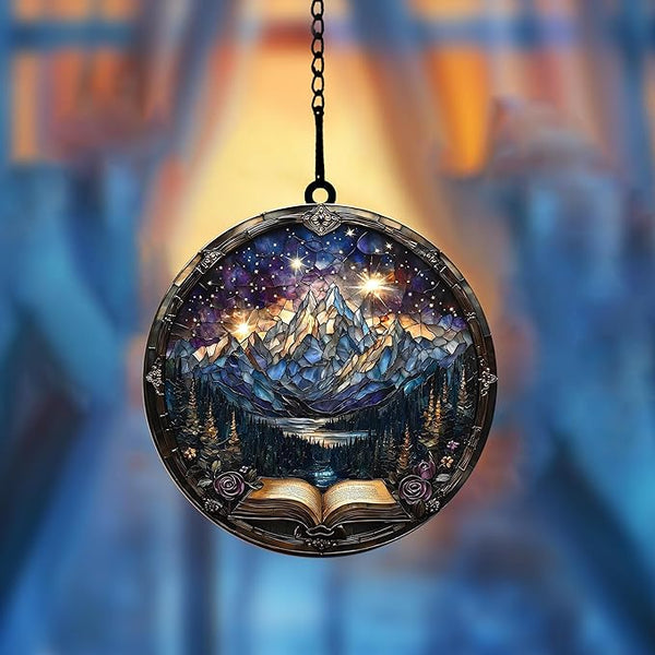 Mountains Books Acrylic Suncatcher, Book Suncatchers for Window Hangings, Bookish Gifts for Readers Book Lovers Bookworm, Gift for Mother's Day, Women, Mom, Wife, Grandma